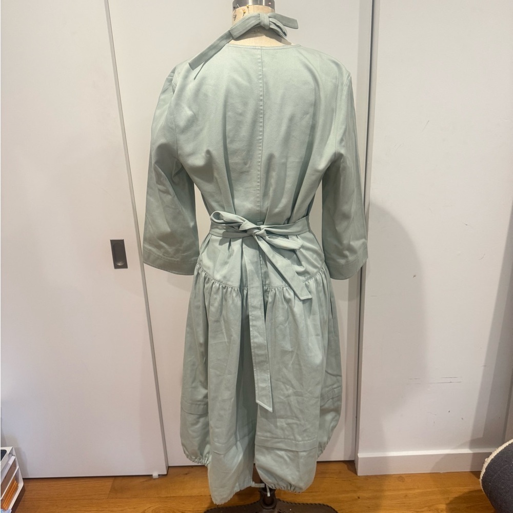 Women's Sage Green Tiered Drawstring Dress - Picture 5 of 10